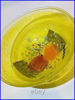 Bertil Vallien for Kosta Boda Artist Collection Yellow Satellite Glass Bowl