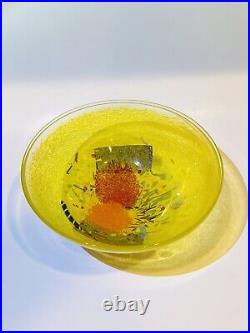 Bertil Vallien for Kosta Boda Artist Collection Yellow Satellite Glass Bowl