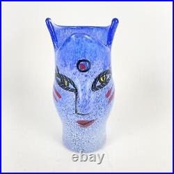 Blue Vintage Kosta Boda Ulrica Hydman Vallien Open Minds Head Vase Mini 4