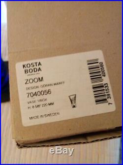 Brand New Zoom VASE Goran Warff for Kosta Boda in Box Blue Controlled Bubbles