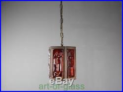 Copper frame hanging lantern ceiling light with Erik Hoglund(Boda) glass panels