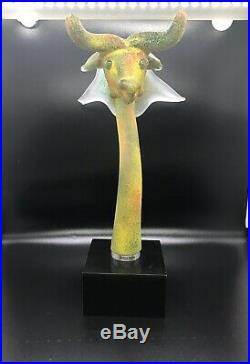 Costa Boda Rare Blown Glass Dragon With Horns Signed And Numbered