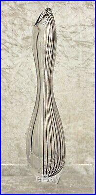 EARLY Kosta vase with white and purple vertical stripes by Lindstrand signed