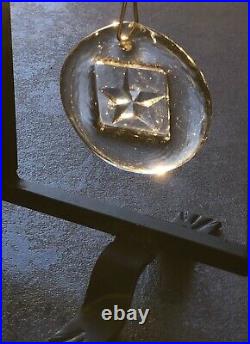 ERIK HOGLUND KOSTA BODA 4-Candle Holder Star Glass Medallion Black Iron 1960 H8