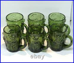 ERIK HOGLUND KOSTA BODA Beer Mugs Green Glass Adam & Eva SWEDEN, 1960s