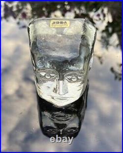 ERIK HOGLUND KOSTA BODA Sculpture Face Head Rare Art Glass Signed, 1960, H2