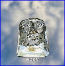 ERIK HOGLUND KOSTA BODA Sculpture Face Head Rare Art Glass Signed, 1960, H2