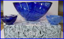EXTRA LARGE Kosta Boda CENTERPIECE Blue Contrast Bowl NEW 7050541 Anna Ehrner
