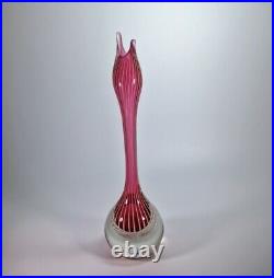 Elegant Striped Vase from Ekeberga Glasbruk Sweden, 1950s Skandinavian Art Glass