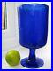 Erik Hoglund Kosta Boda Cobalt Blue Art Glass Bubbles Design Vase Goblet Signed