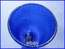 Erik Hoglund Kosta Boda Cobalt Blue Art Glass Bubbles Design Vase Goblet Signed