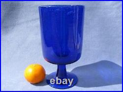 Erik Hoglund Kosta Boda Cobalt Blue Art Glass Bubbles Design Vase Goblet Signed