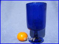 Erik Hoglund Kosta Boda Cobalt Blue Art Glass Bubbles Design Vase Goblet Signed