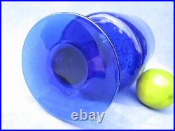 Erik Hoglund Kosta Boda Cobalt Blue Art Glass Bubbles Design Vase Goblet Signed