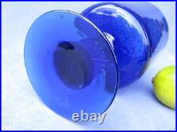 Erik Hoglund Kosta Boda Cobalt Blue Art Glass Bubbles Design Vase Goblet Signed