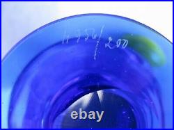 Erik Hoglund Kosta Boda Cobalt Blue Art Glass Bubbles Design Vase Goblet Signed