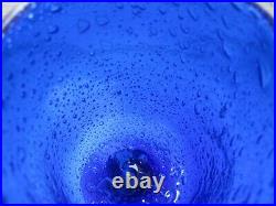 Erik Hoglund Kosta Boda Cobalt Blue Art Glass Bubbles Design Vase Goblet Signed