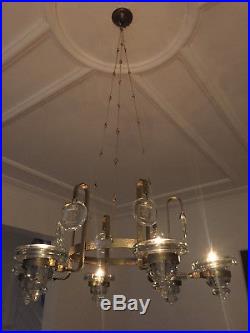 Erik Höglund chandelier for Boda of Sweden 60s glass gilded wrought iron