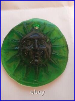 Erik Höglund green Glass Suncatcher Sun for Kosta Boda Sweden 1960s- Very Rare