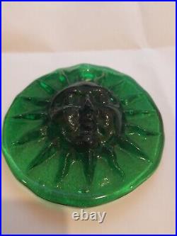 Erik Höglund green Glass Suncatcher Sun for Kosta Boda Sweden 1960s- Very Rare