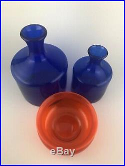 Erik Hoglund pre Kosta Boda Group of Three bottle Vases and Vessel