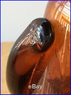 Erik hoglund glass Face Decanter amber No H287 rare size 8
