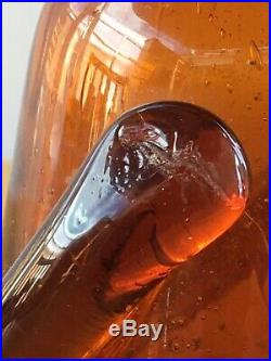 Erik hoglund glass Face Decanter amber No H287 rare size 8