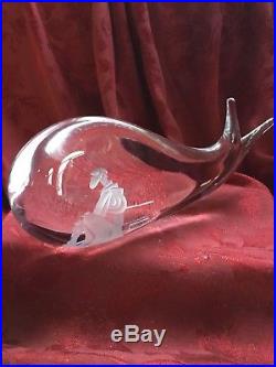 FLAWLESS Exquisite KOSTA BODA Glass 10 3/4 Crystal JONAH & THE WHALE Figurine