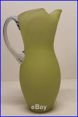 G. Sahlin Kosta Boda Yellow Pinched Mouth Pitcher with Hand Applied Handle 11
