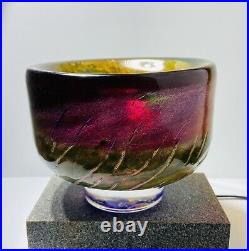GORAN WARFF KOSTA BODA Bowl Solid Multi-color Art Glass Signed, 1970's, H5
