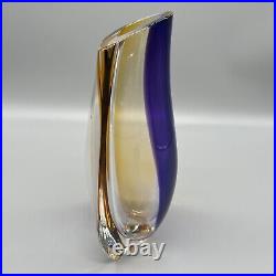 GORAN WARFF KOSTA BODA Vase Orchid Purple Orange Signed Art Glass, H 11