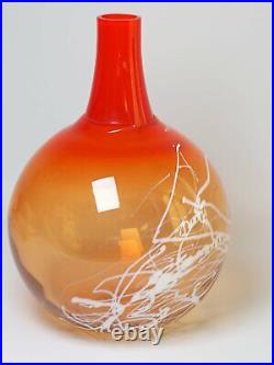GUNNEL SAHLIN (1954) for KOSTA BODA Scribble Vase Orange 7040439 H 28 cm