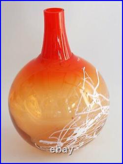 GUNNEL SAHLIN (1954) for KOSTA BODA Scribble Vase Orange 7040439 H 28 cm