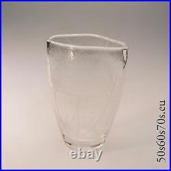 Glass Vase Kosta Engraved Design Vicke Lind Beach 1975 H = 16 cm 70s Design #210