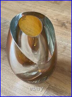 Goran Signed G Warff 7040200 Kosta Boda Amber Mirage Glass Vase