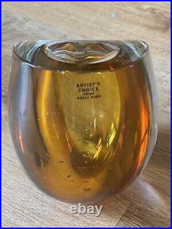 Goran Signed G Warff 7040200 Kosta Boda Amber Mirage Glass Vase