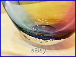 Gorgeous MCM Kosta Boda Hand Blown Tri-Color Art Glass Vase Signed 11
