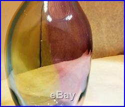 Gorgeous MCM Kosta Boda Hand Blown Tri-Color Art Glass Vase Signed 11