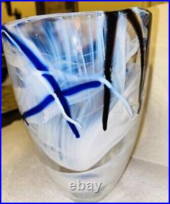 GorgeousRare AnnaEhrner Kosta Boda Snowstorm Art Glass 7.5-Sommerso Vase Sweden