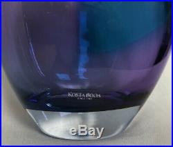 Heavy KJELL ENGMAN Signed Blue Purple Vase KOSTA BODA SWEDEN