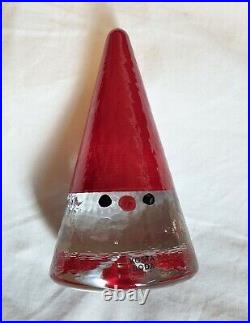 KOSTA BODA Anna Ehrner NIB Art Glass Noel Santa Gnome Signed AE/BC Cone Tree