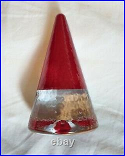 KOSTA BODA Anna Ehrner NIB Art Glass Noel Santa Gnome Signed AE/BC Cone Tree