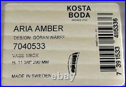 KOSTA BODA Aria Amber Vase GORAN WARFF (1933-2022) Signed Numbered BOXED Sweden
