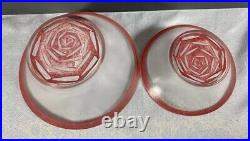 KOSTA BODA Art Glass Blush Nesting Bowl Set Signed MONICA BACKSTROM Pink Clear