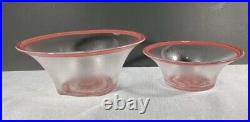 KOSTA BODA Art Glass Blush Nesting Bowl Set Signed MONICA BACKSTROM Pink Clear