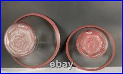 KOSTA BODA Art Glass Blush Nesting Bowl Set Signed MONICA BACKSTROM Pink Clear