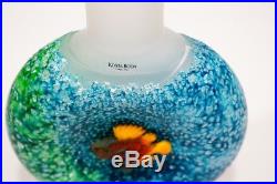 KOSTA BODA Art Glass Reef Collection Fish Out Of Water Blue Bottle Vase with Label
