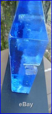 KOSTA BODA Art Glass Sculpture BLUE WOMAN By Bertil Vallien #7090409 with BASE