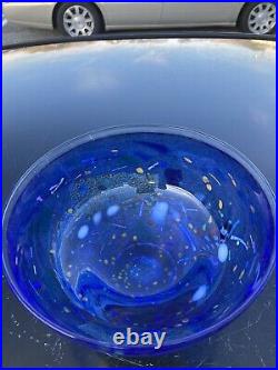 KOSTA BODA Artist Collection LARGE Blue Satellite Bowl Bertil Vallien 8 Mint