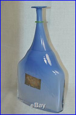 KOSTA BODA Artists Choice Satellite Blue Opaque Bottle by Bertil Vallien New
